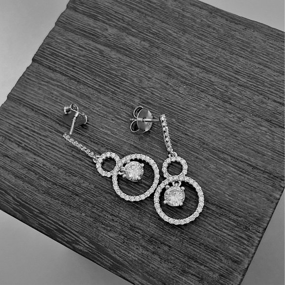 Brilliante Platinum Embraced 1.76 DEW Simulated Diamond Double Drop Earrings - Picture 6 of 11